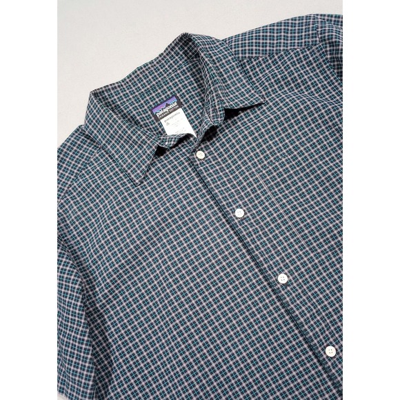 Patagonia Other - Patagonia Plaid Shirt Men's Medium Green Blue Organic Cotton Blend Button Up